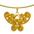 24k Gold Plated Omega Choker Necklace with Butterfly Pendant L725774