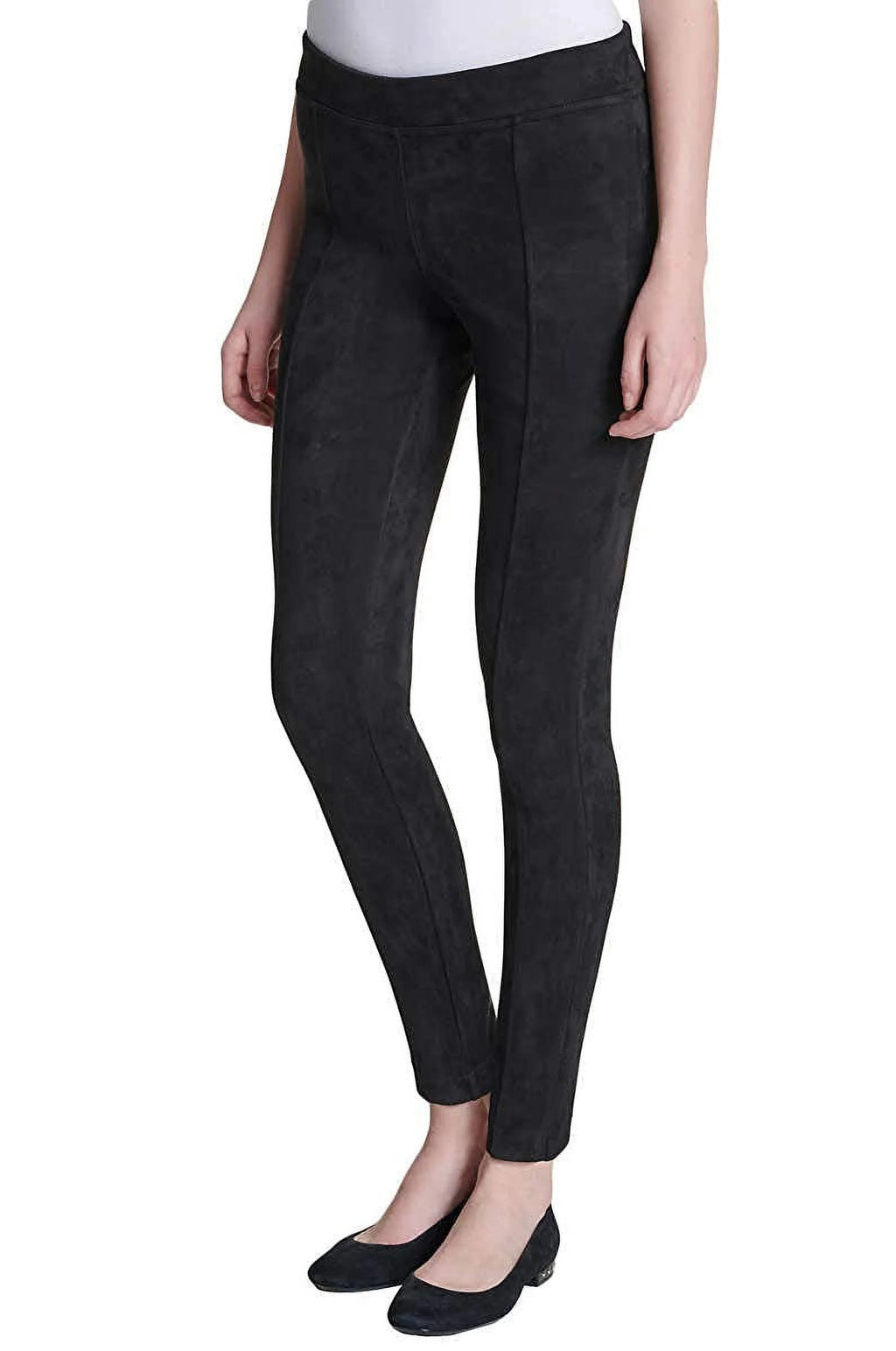 Black Mid Rise Slim Fit Pull On Pants Y141