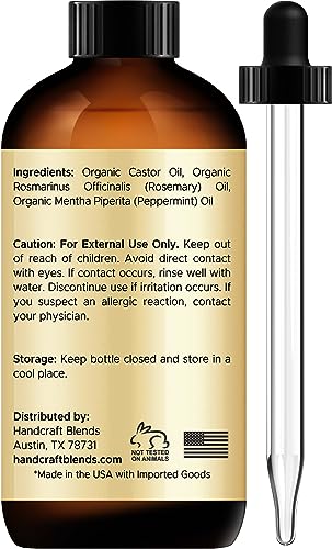 Organic Castor Oil with Rosemary and Peppermint Oil in Glass Bottle - 2 Fl Oz D324635