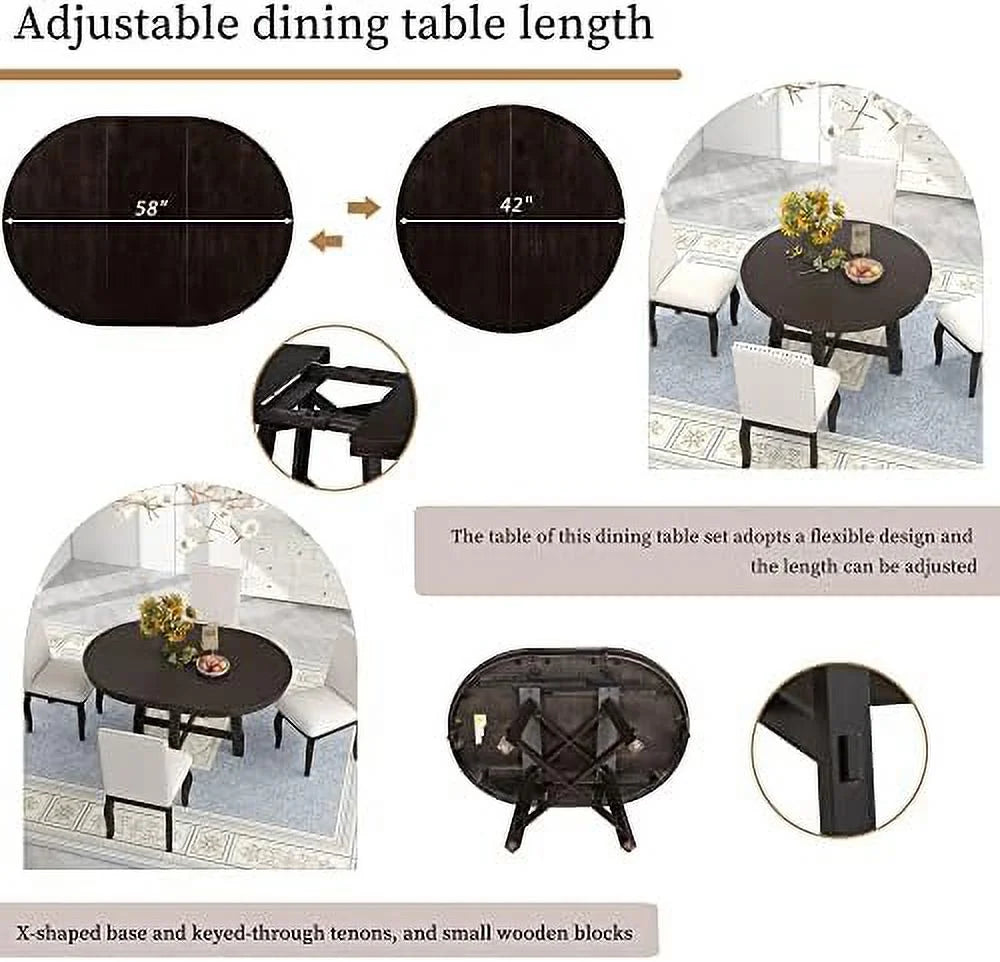 Round Extendable Wood Dining Table with 16" Leaf P3059