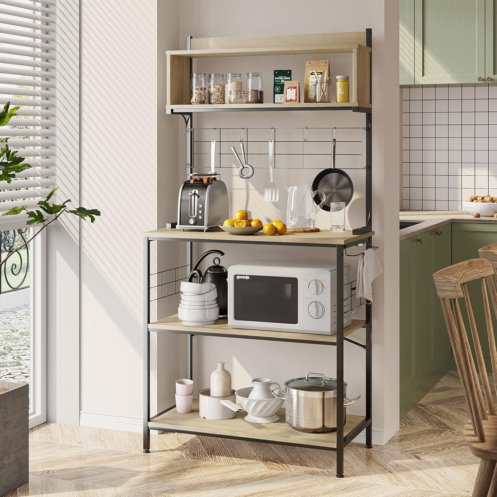 4 Tier Kitchen Utility Storage Shelf Cart on Wheels with Side Hooks (Gray) H78328