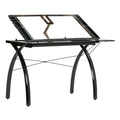 Black Clear Glass Craft Station with Folding Shelf L963