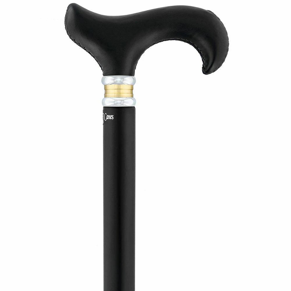 Silver 925r Fritz Leaves Handle Walking Cane with Black Beechwood Shaft and Collar E50097