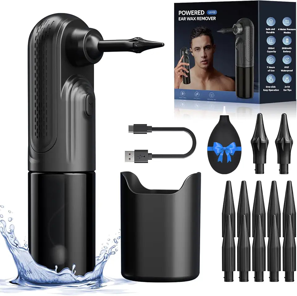 Water Powered Electric Ear Wax Removal Tool with 10 Ear Tips Y23624