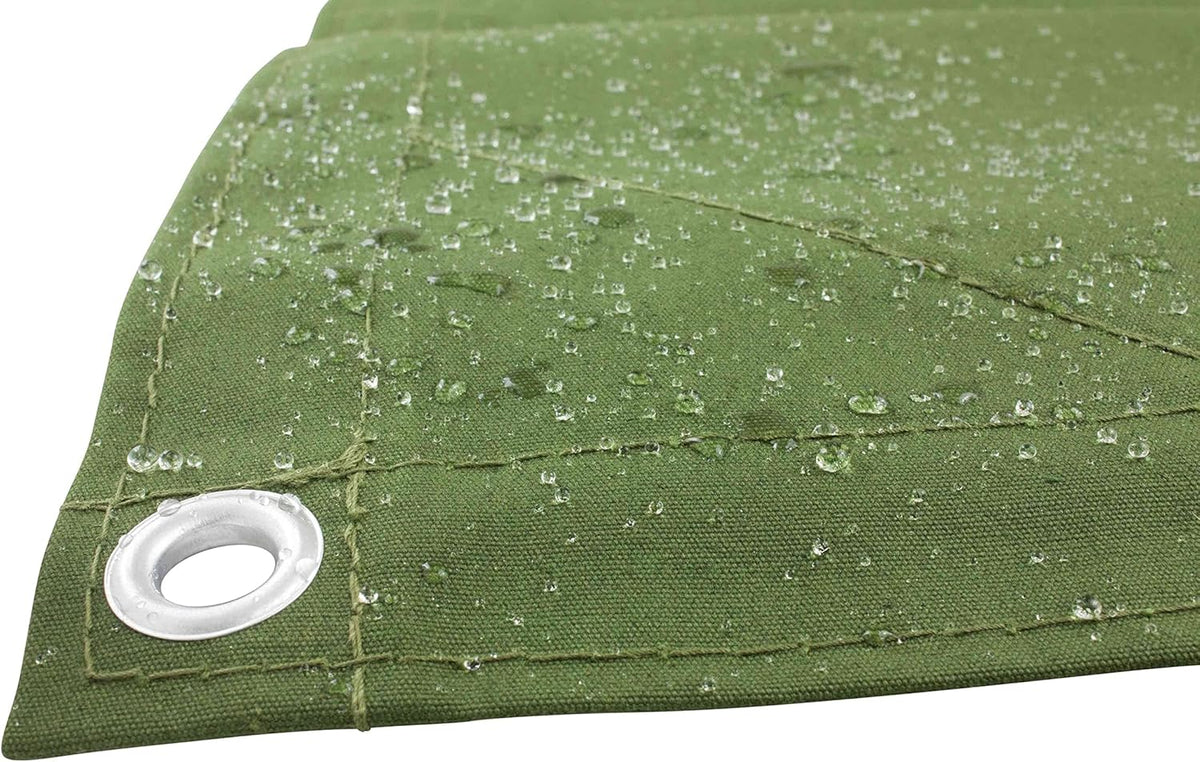 Green Canvas Tarp 12oz Heavy Duty Water Resistant 10' x 16' Pack of 2 T289062