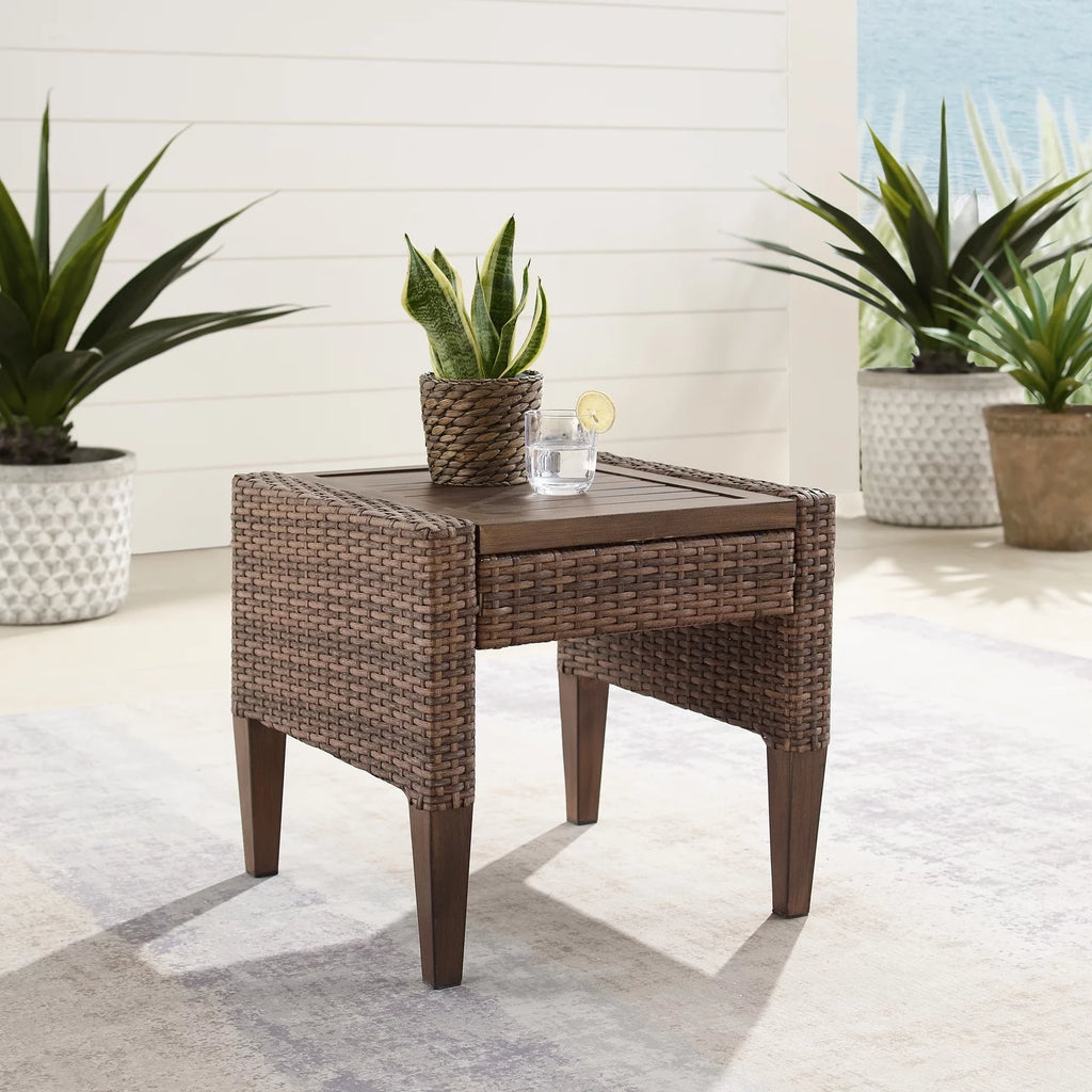 Brown Wicker Side Table Y36501