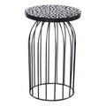 Black Metal Accent Table with Bone Inlay Top F73705