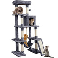 Black 63in Multi-Level Cat Tree with Sisal-Covered Scratching Posts Y891928