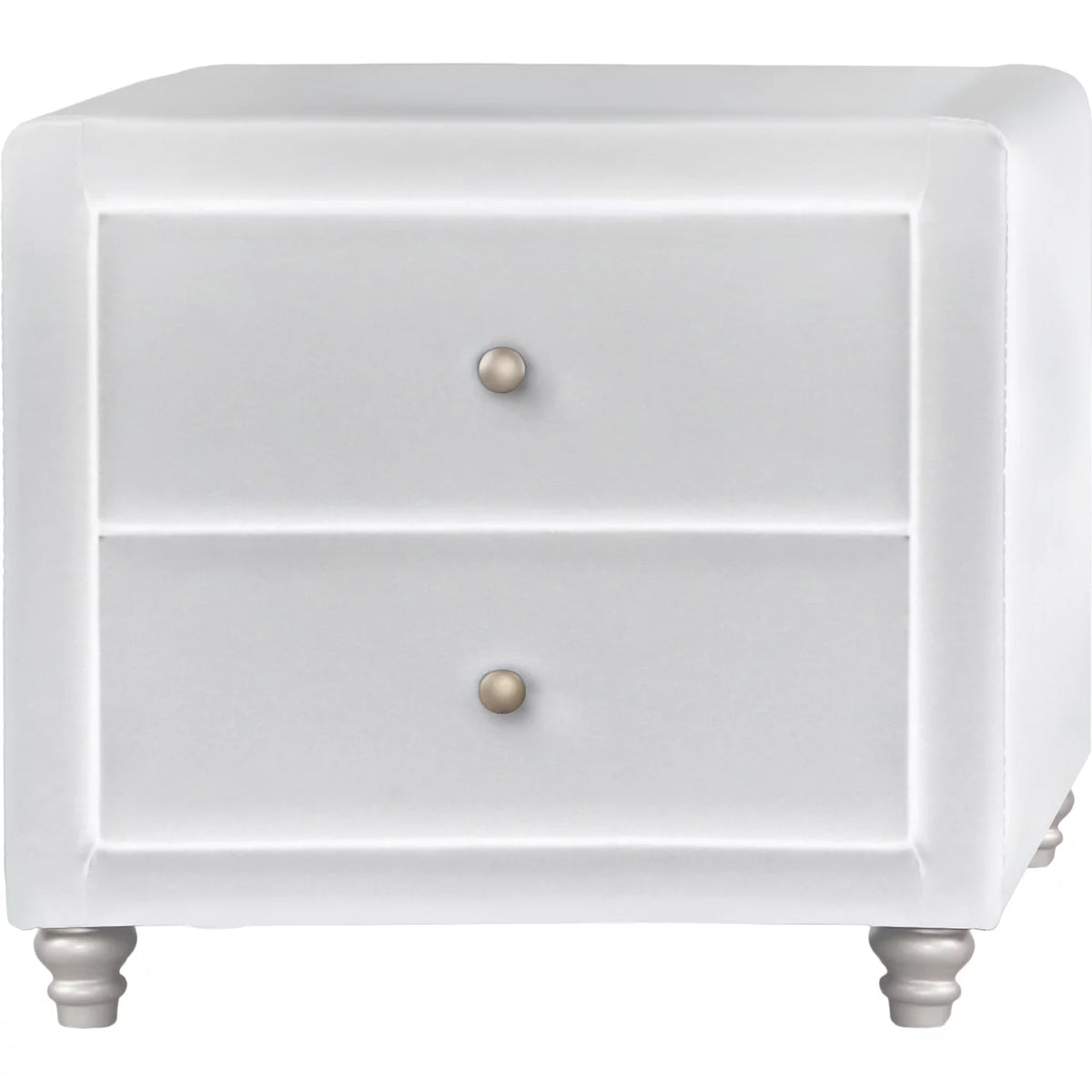 Queen White Platform Bedroom Set with Striped Headboard K161