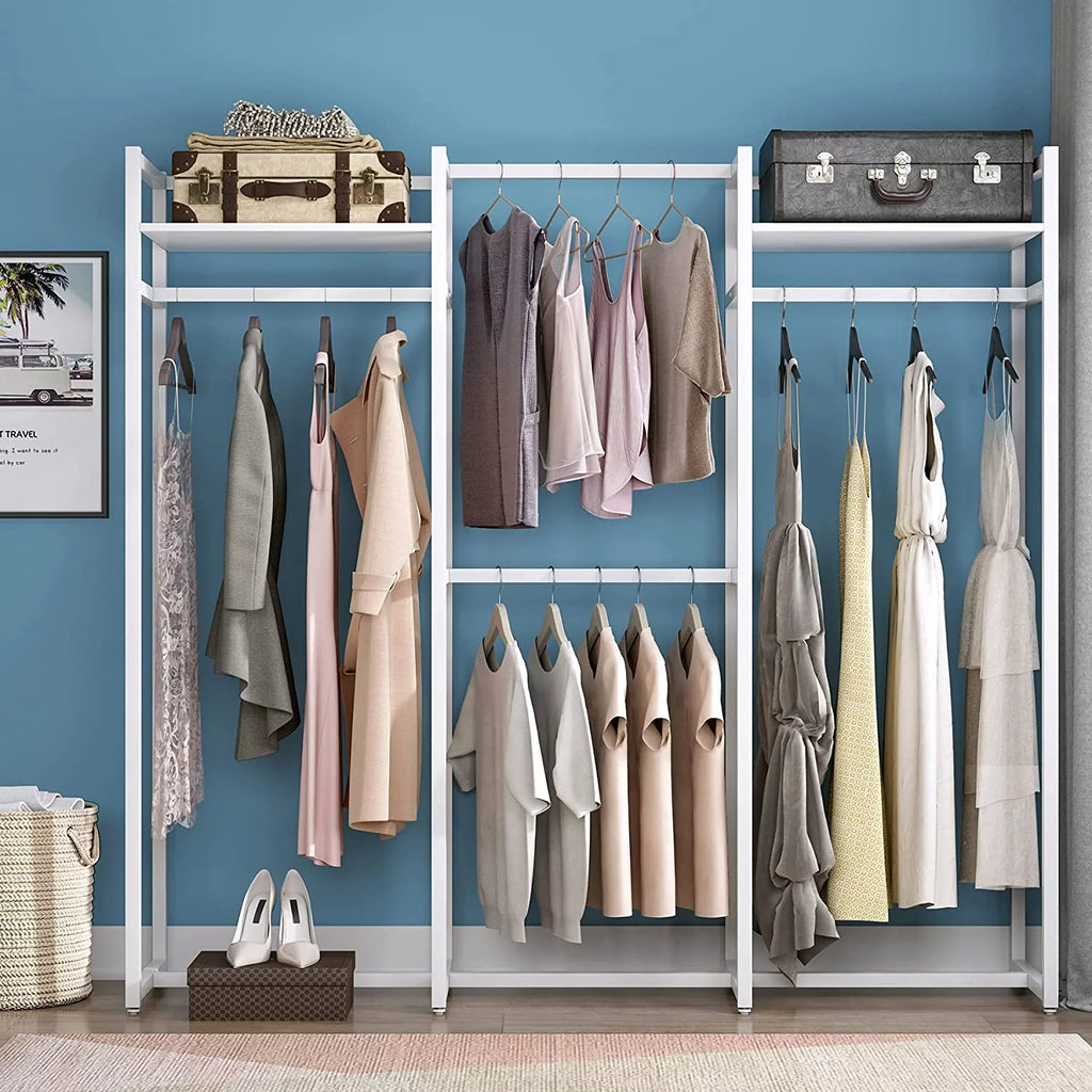 Heavy Duty Free Standing Clothes Rack with Shelves and Hanging Rod G354