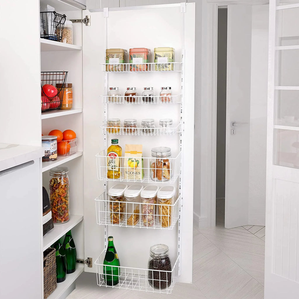 Over the Door Pantry Organizer Rack with 6 Adjustable Steel Shelves Q553