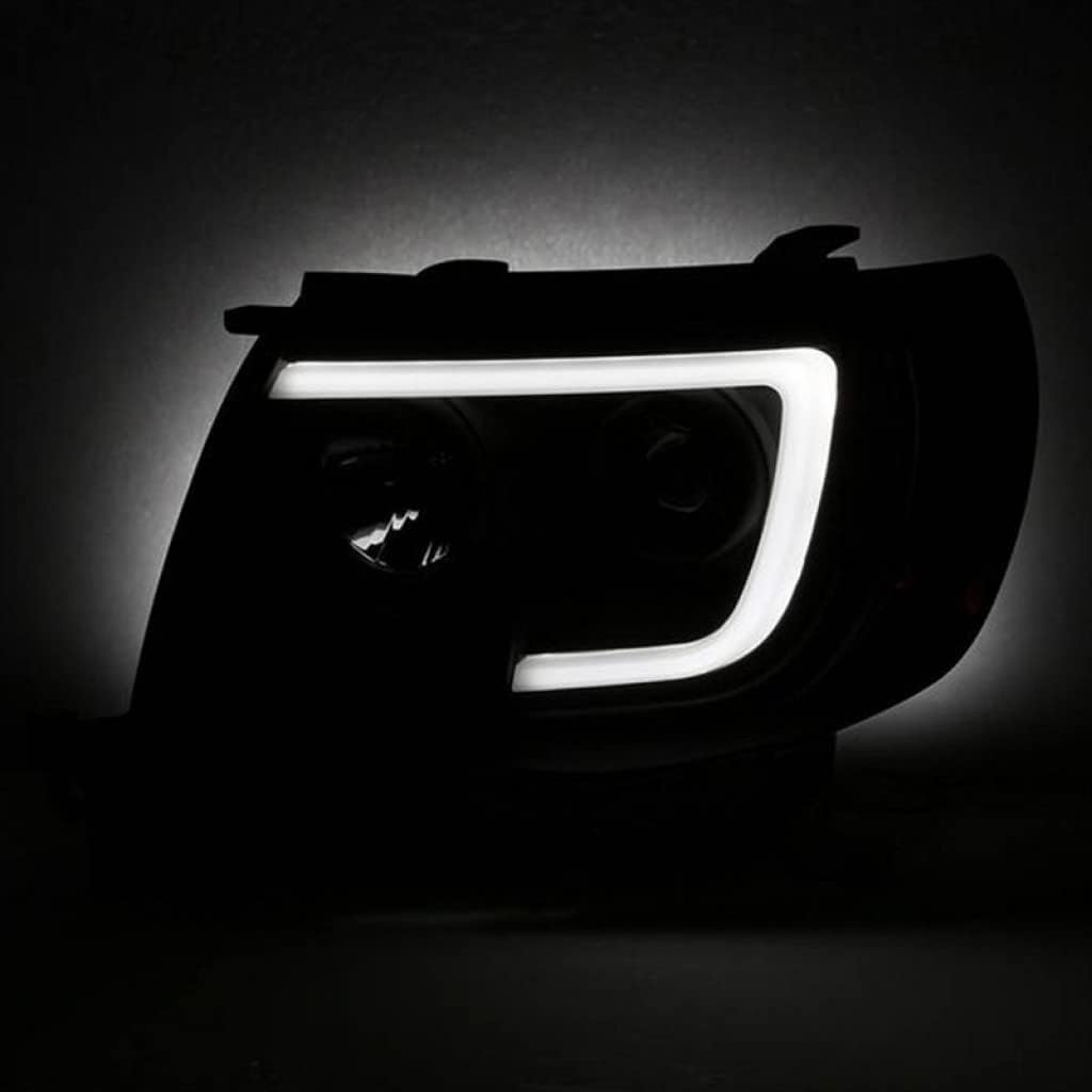Black Smoke Headlights Pair with Light Bar DRL G893