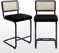 Rattan Counter Height Stools Set of 2 24'' Faux Leather Y663
