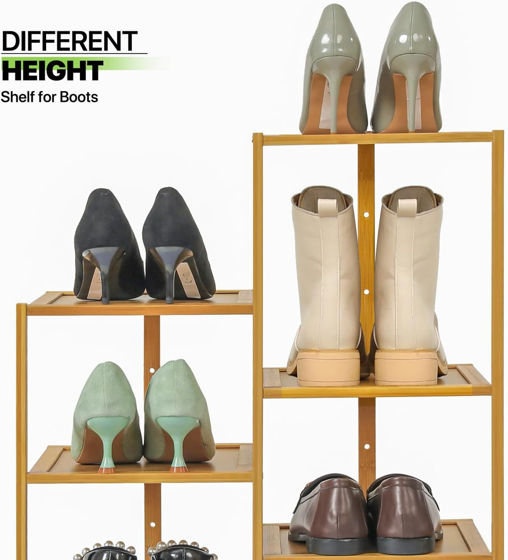 Bamboo 12-Tier Vertical Double Row Shoe Rack (Natural) R5721