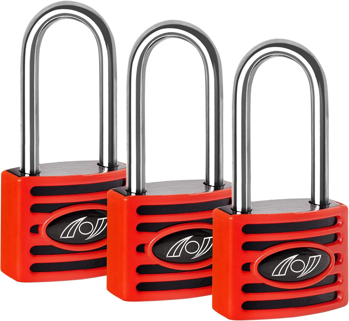 2.5 Inch Long Shackle Keyed Alike Padlocks 6 Pack Red Z47989