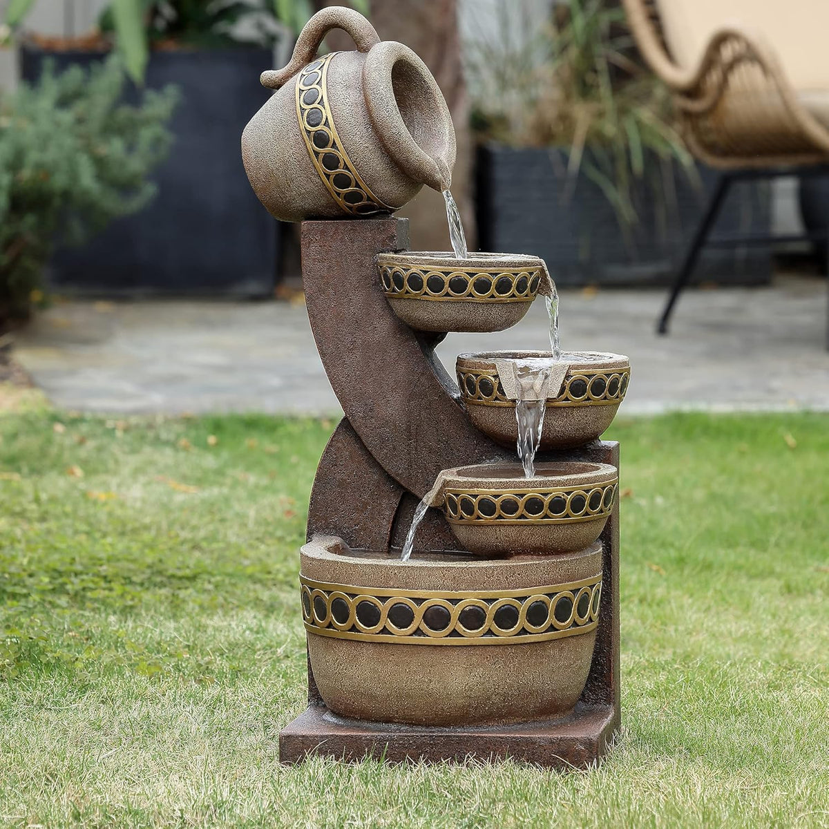 5 Tiered Polyresin Outdoor Water Fountain J28919