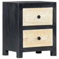 Hand Carved Gray Solid Mango Wood Bedside Cabinet P44893