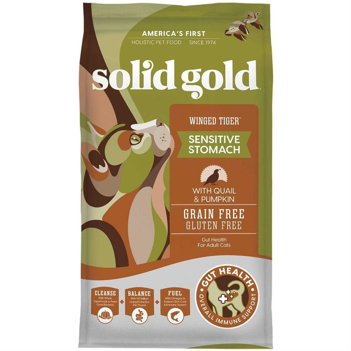 Solid Gold Winged Tiger Quail & Pumpkin Adult Dry Cat Food Q25809