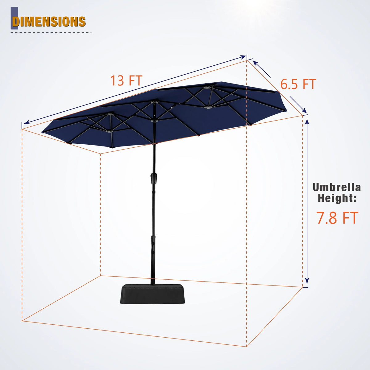 13FT Double Sided Patio Umbrella with Crank Handle I35815