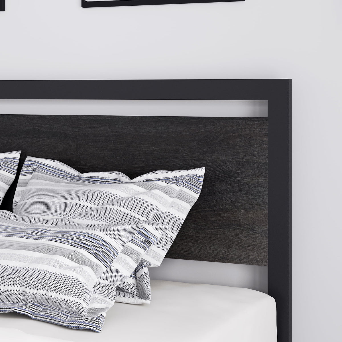Queen Size Metal Platform Bed Frame with Wooden Headboard Footboard C5418