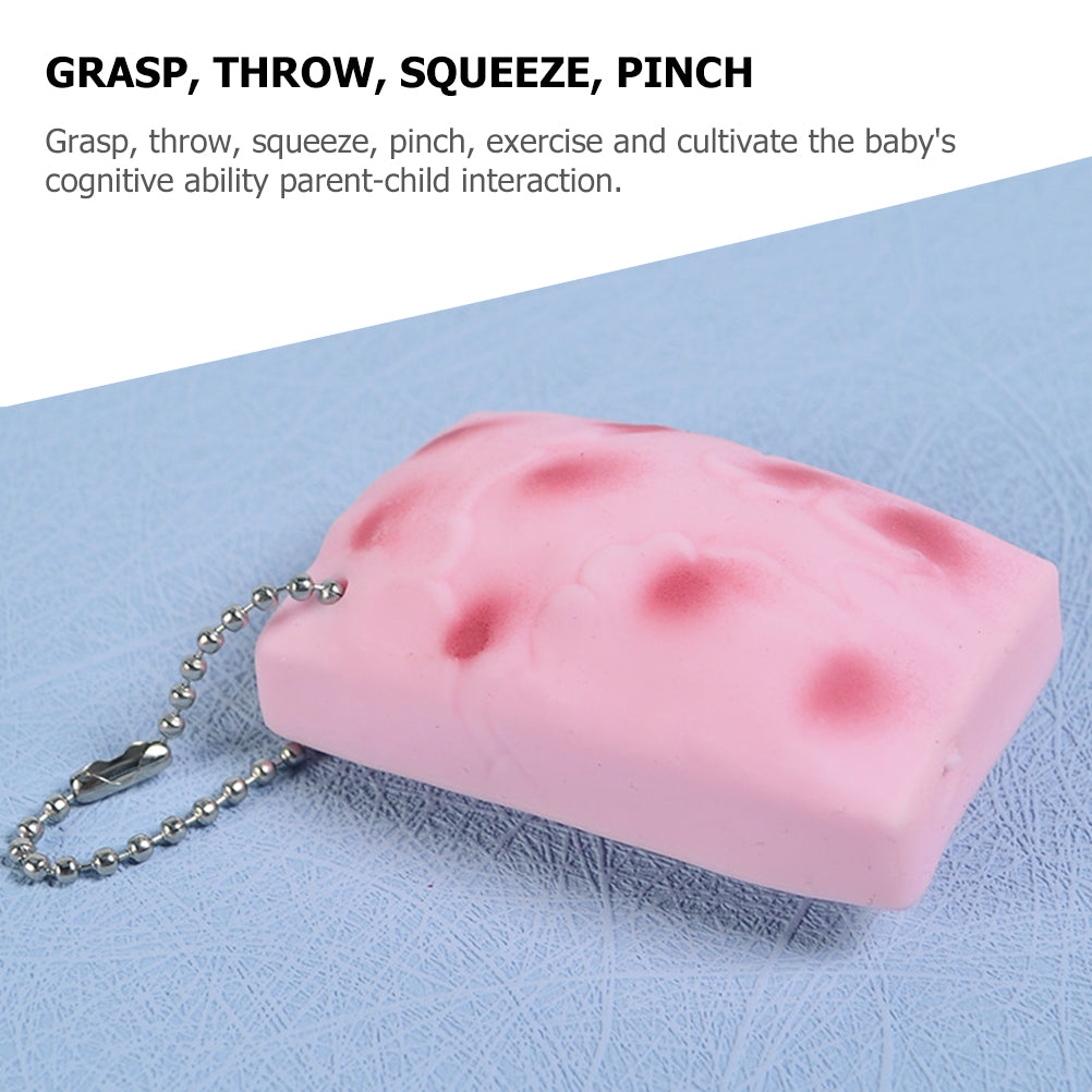 3 Pcs Squeeze Tofu Toy Cartoon Miniature Key Hanging Decor J6648