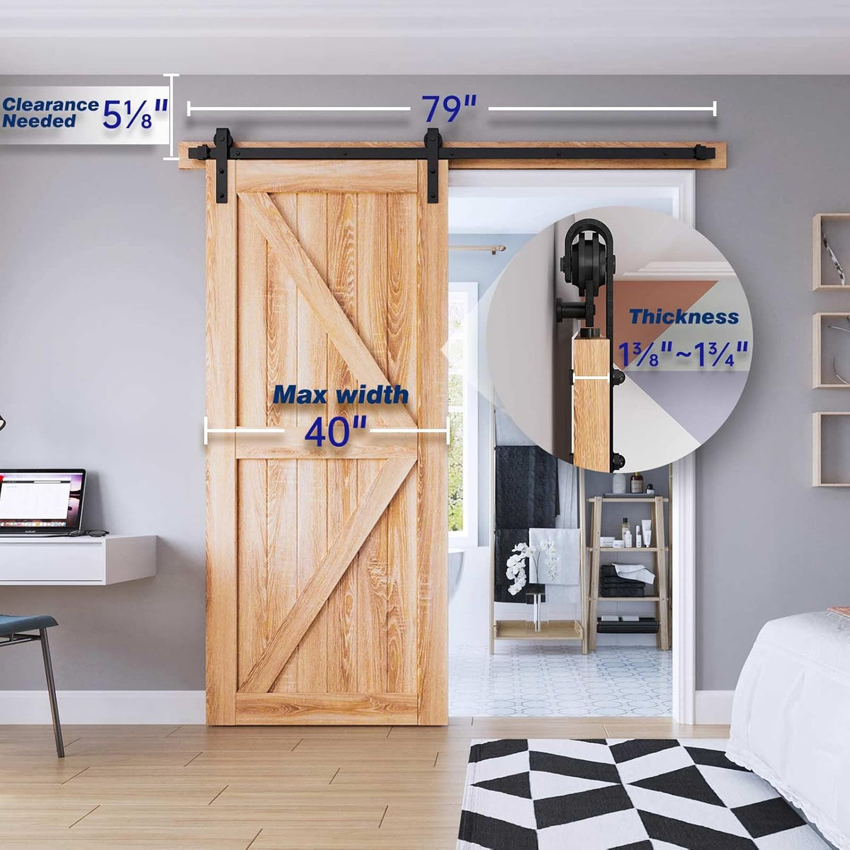 6.6 FT Heavy Duty Sliding Barn Door Hardware Track Kit Q504