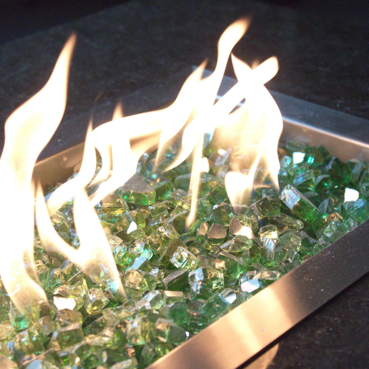 Green Reflective Tempered Fire Glass 1/2", 10 lb. Jar B781