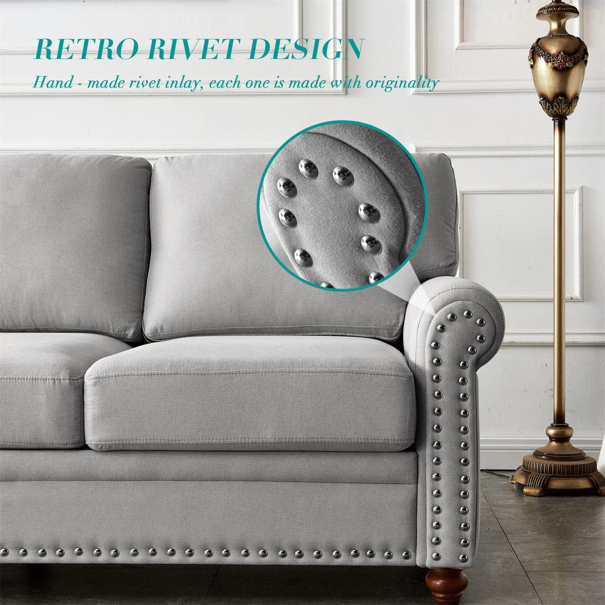 Grey 3 Pcs Sofa Set with Storage O987682