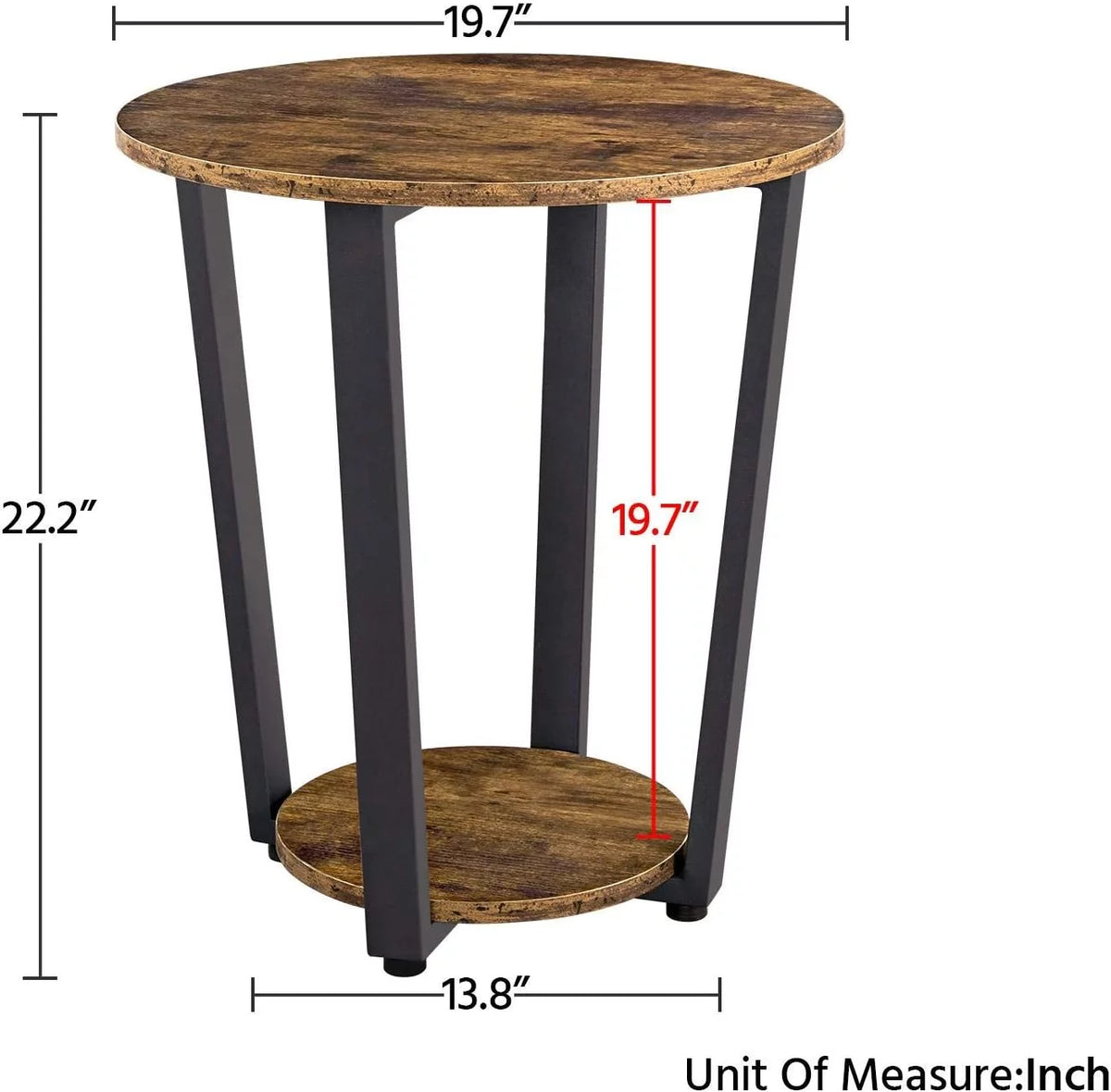 Small Round Side Table with Storage Shelf A73598
