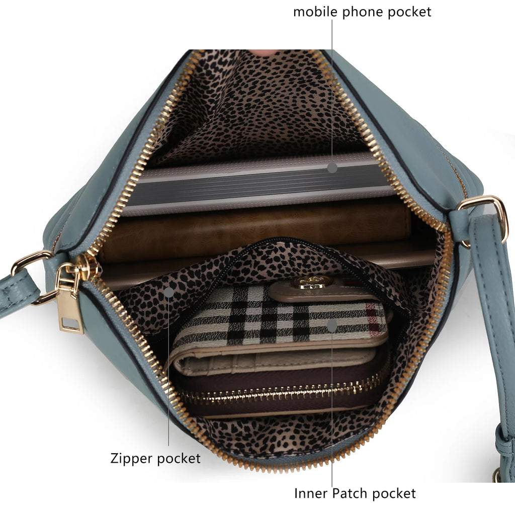 Brown Vegan Leather Medium Crossbody Handbag R513