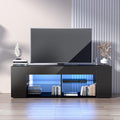 Black TV Stand with High Gloss LED Storage V900