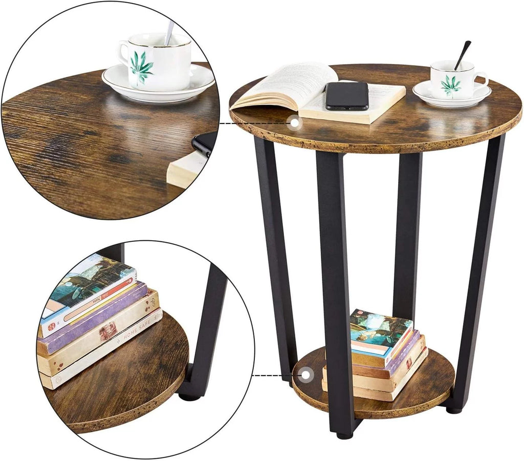 Small Round Side Table with Storage Shelf A73598