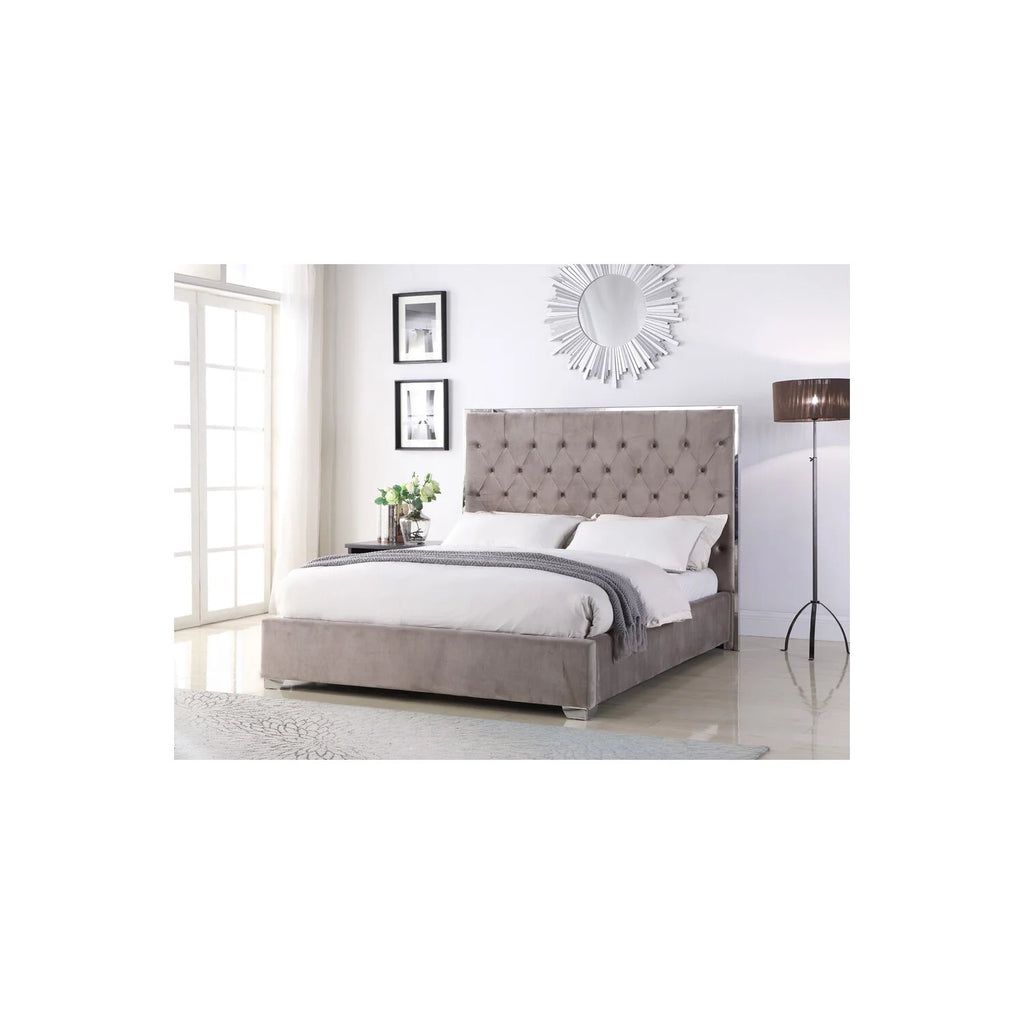 Dark Grey Velvet Platform Bed R178581