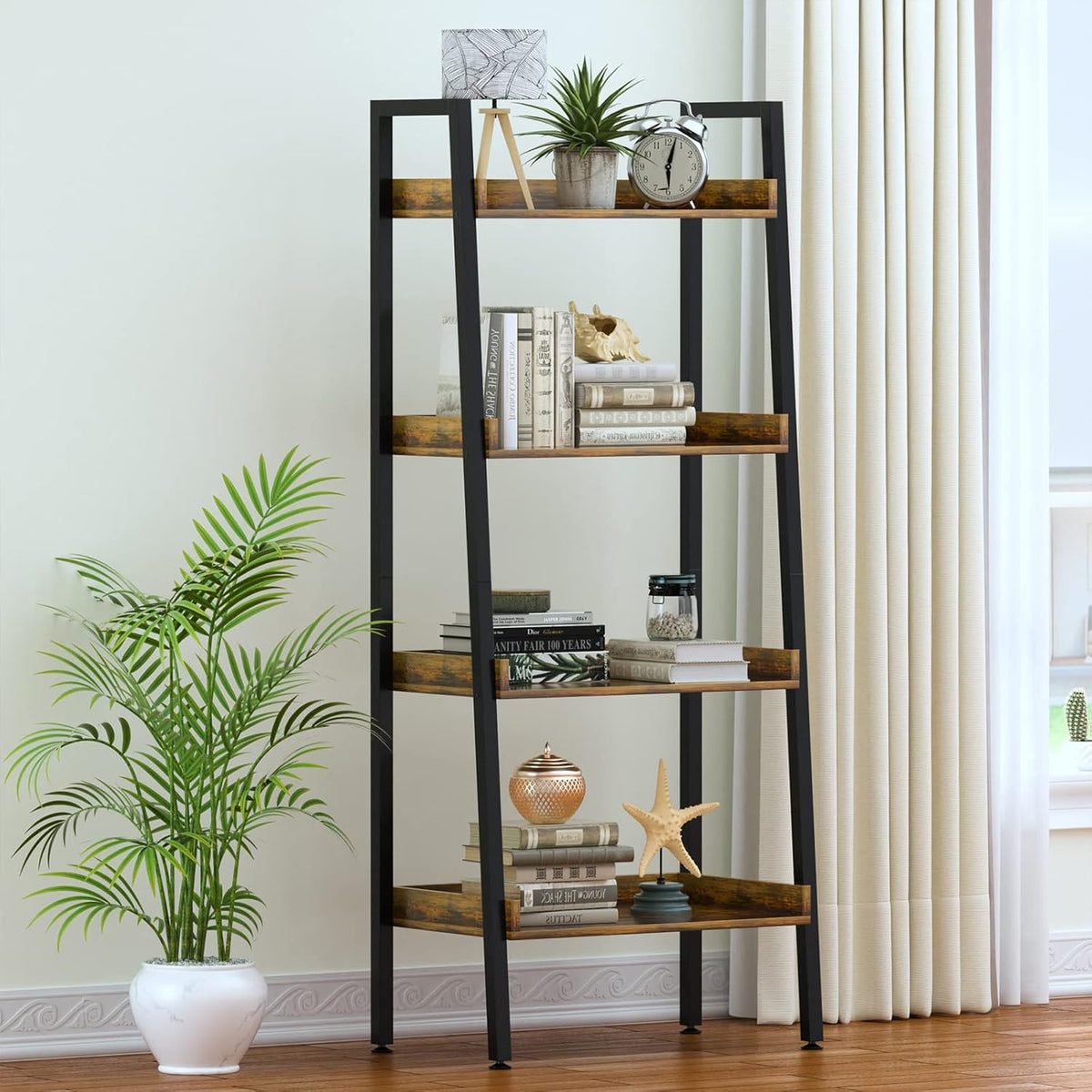 Adjustable Wood and Metal Bookshelf Q9510
