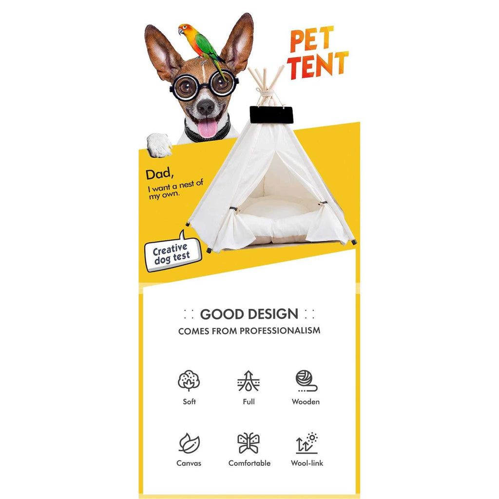 Pet Teepee Dog & Puppy Cat Bed with Thick Cushion H8116