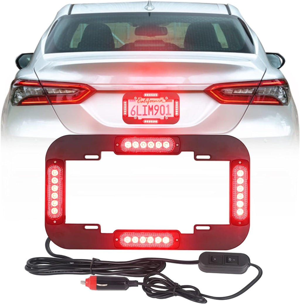 Red and Blue 13.5 inch 24 LED License Plate Strobe Lights Pack of 2 P33908
