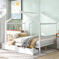 White Full Size Platform Bed with Two Drawers N576589