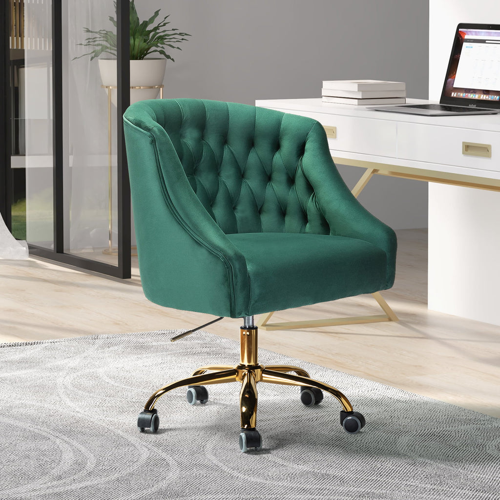 Green Velvet Swivel Office Chair G34985