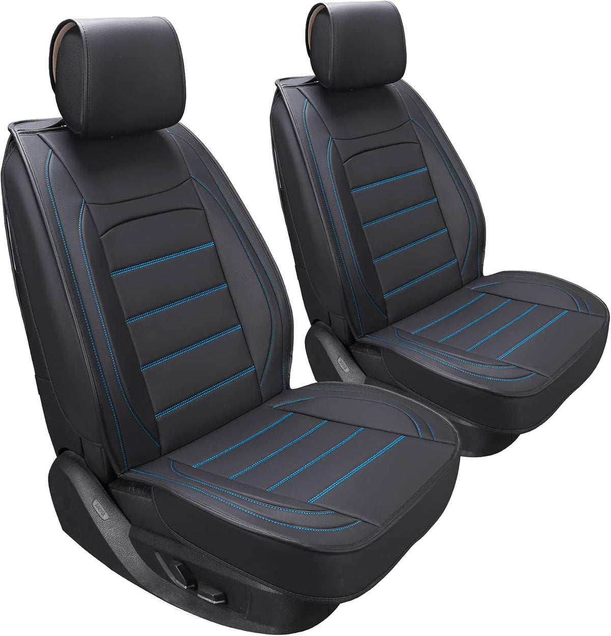 Black 2Pcs Waterproof Leatherette Car Seat Covers T80432