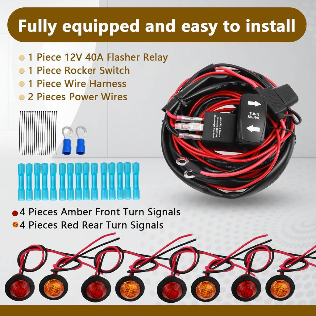 Universal UTV Rocker Switch Turn Signal Kit with Wire Harness R43104