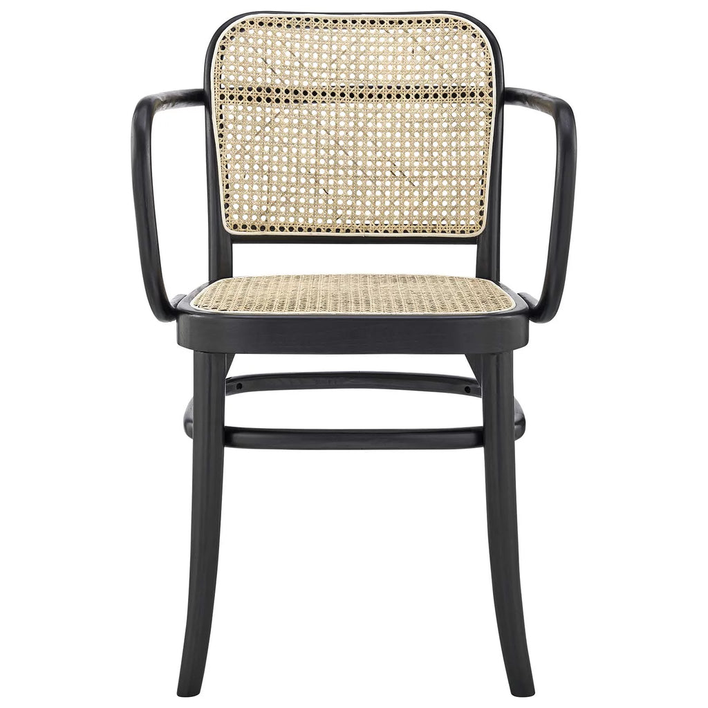 Black Natural Wood Rattan Dining Chair I161