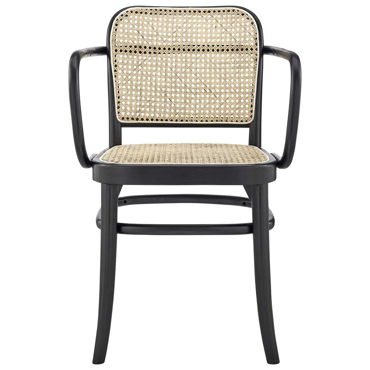 Black Natural Wood Rattan Dining Chair I161