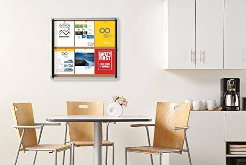 Enclosed Cork Bulletin Board with Swing Door, 30 x 27, Silver Aluminum Frame Q193500