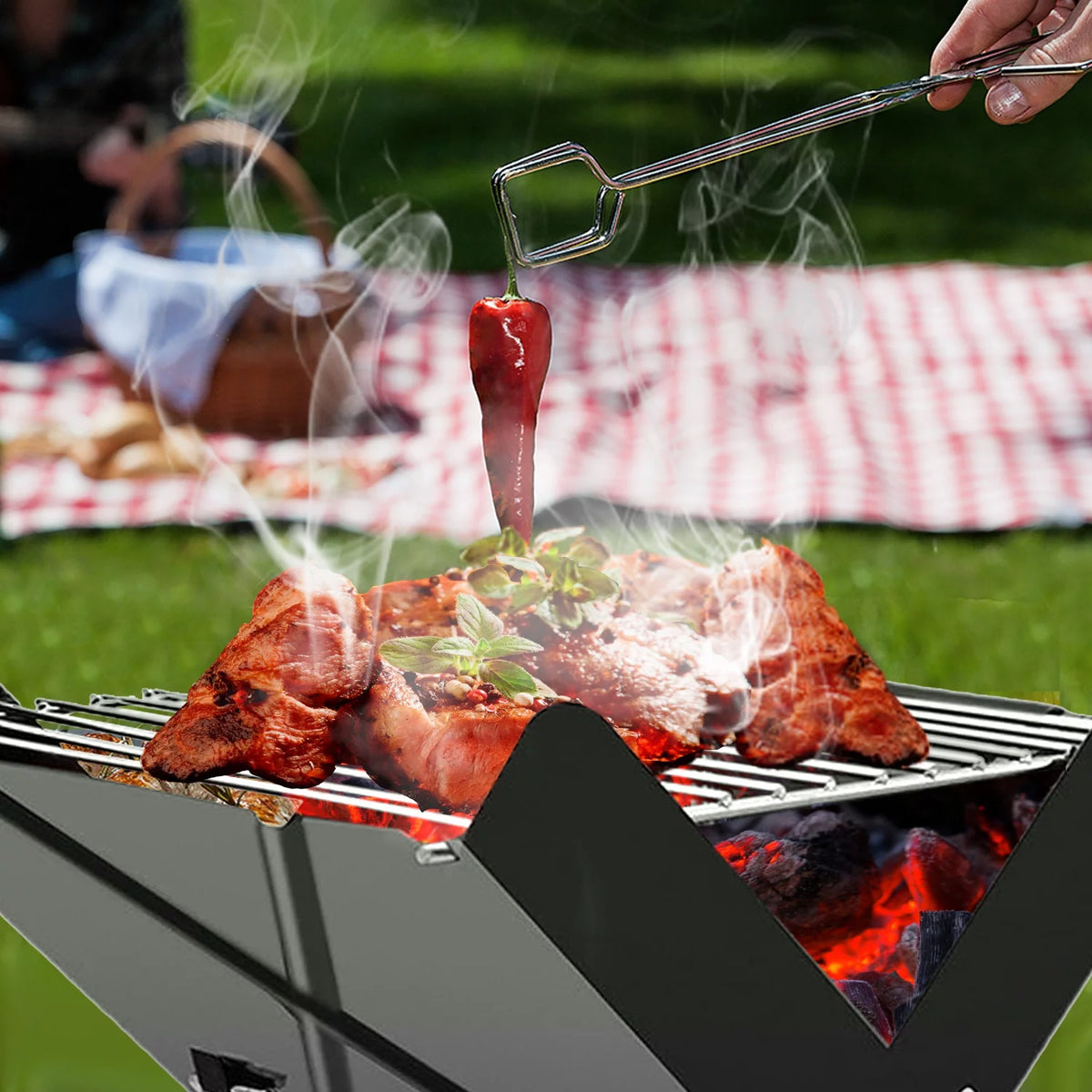 Foldable Mini Stainless Steel BBQ Grill D892321