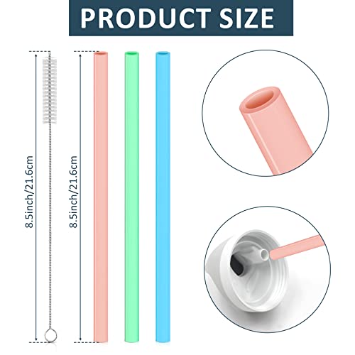 3pcs Reusable Straws with Cleaning Brush S5743