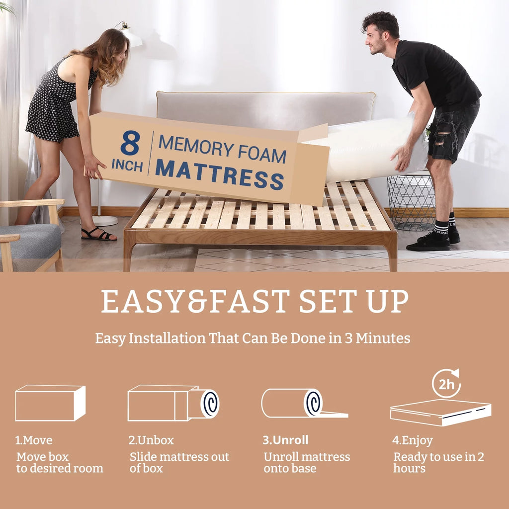 8 inch Full Size Green Tea Cooling Memory Foam Mattress G413902
