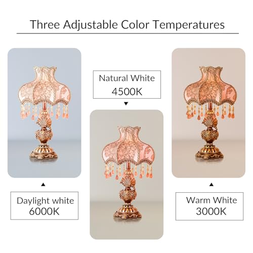 Antique Victorian Floral Table Lamp Fabric Lampshade Resin Base A2304
