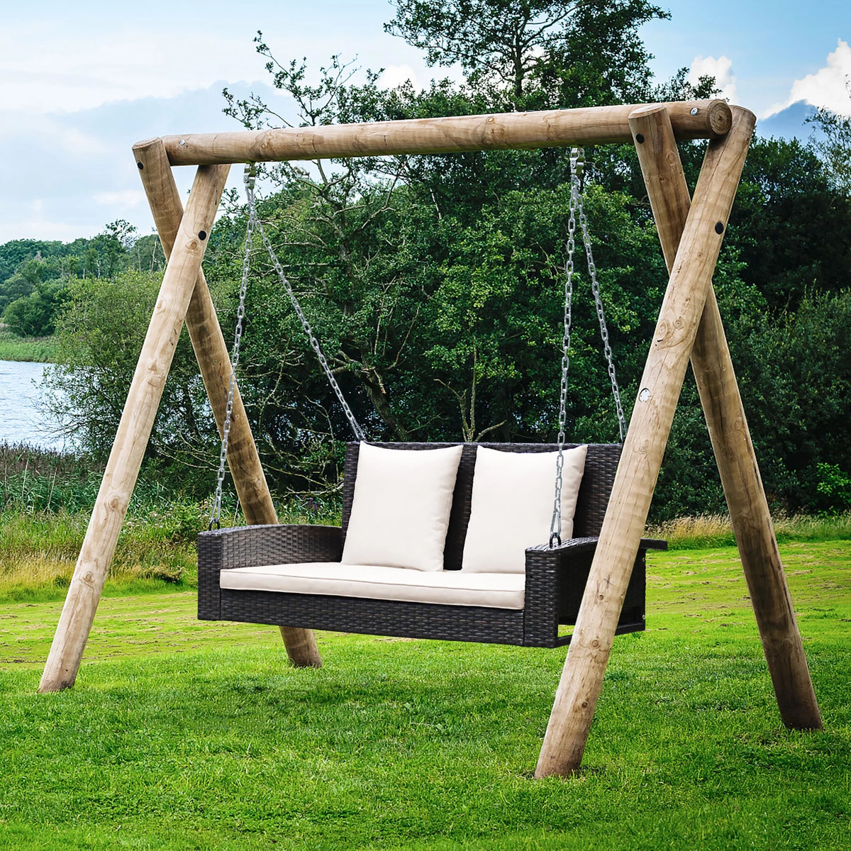 2-Person Rattan Hanging Porch Swing Bench M571413
