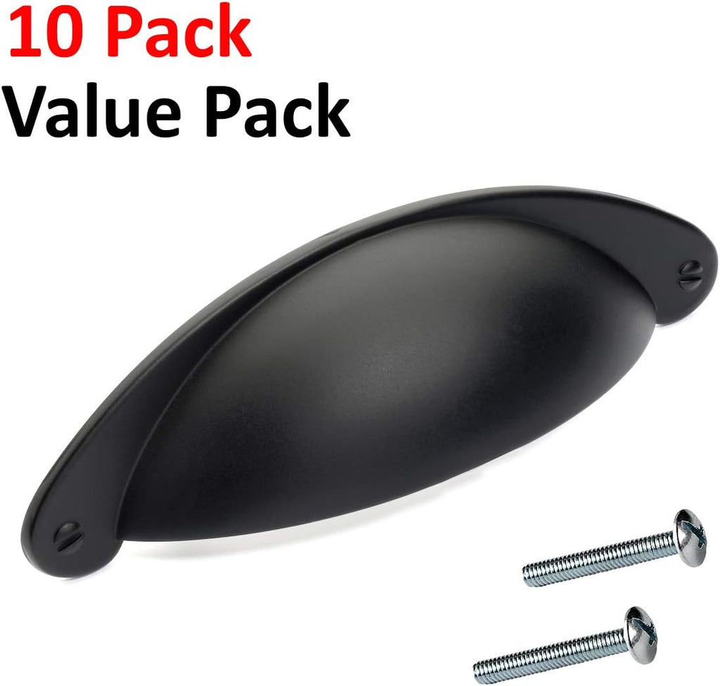 Black Flat Shaker Style Cabinet Pull, 25-Pack U426