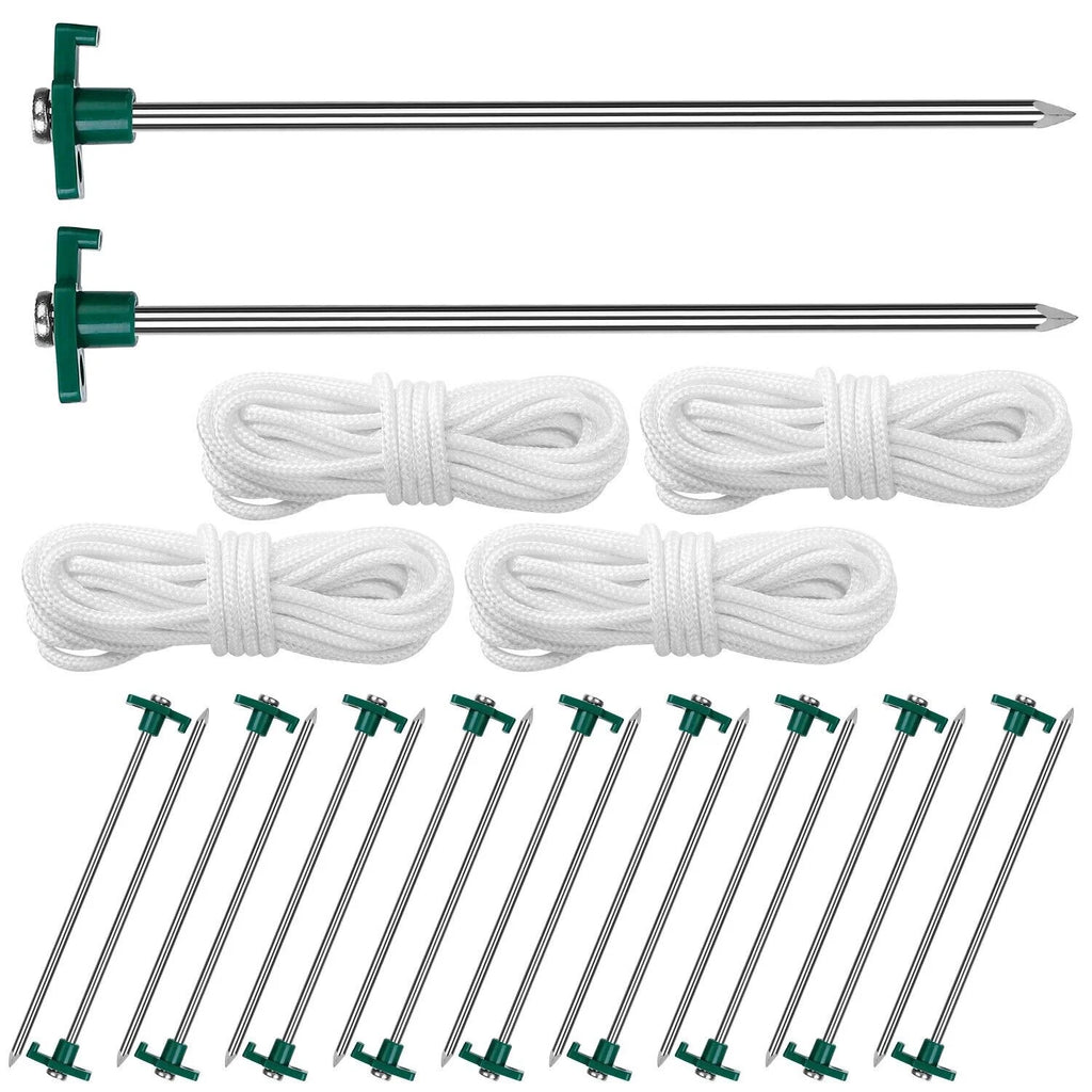 20 PCS Heavy Duty Tent Pegs and Ropes Set S6504